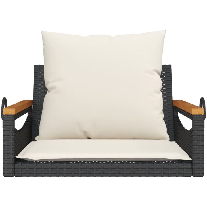Gungbänk med dynor svart konstrotting vidaXL 63 x 62 x 40 cm – bild 4