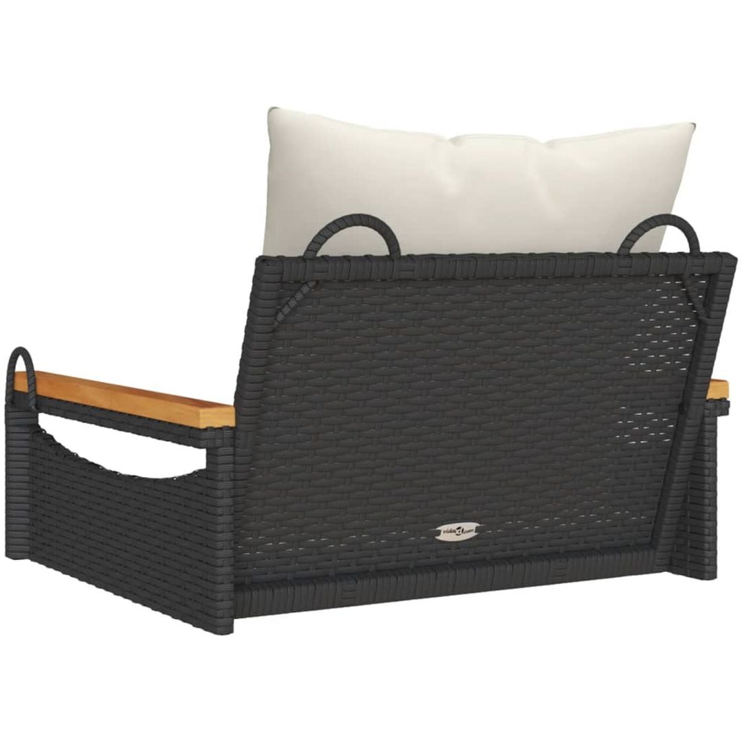 Gungbänk med dynor svart konstrotting vidaXL 63 x 62 x 40 cm – bild 6