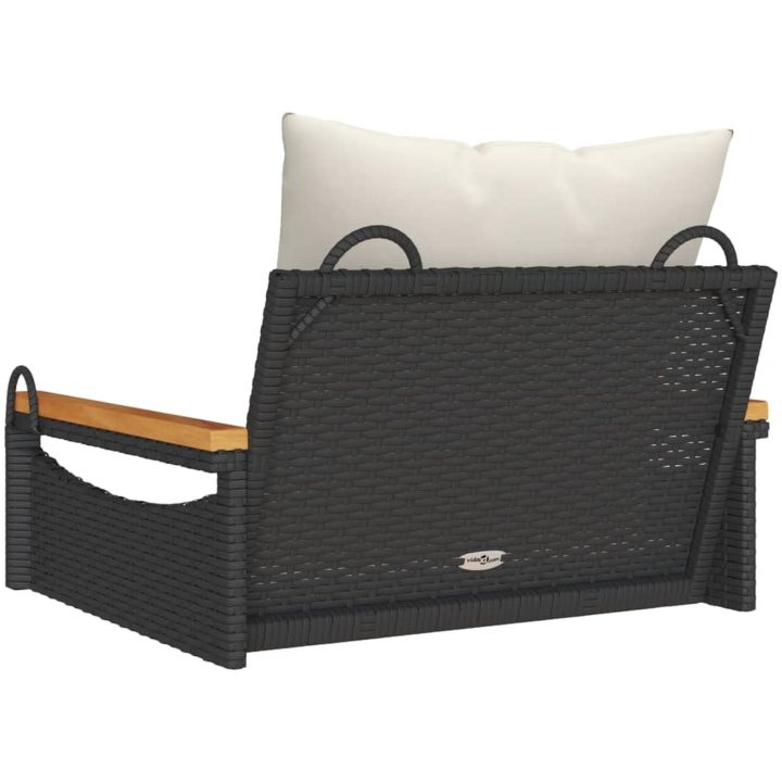 Gungbänk med dynor svart konstrotting vidaXL 63 x 62 x 40 cm – bild 6