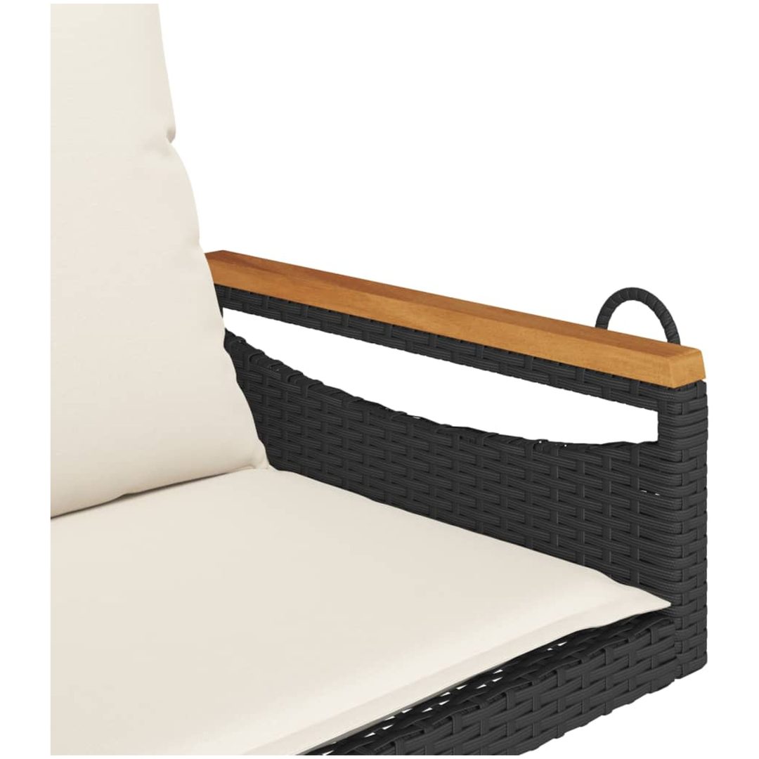 Gungbänk med dynor svart konstrotting vidaXL 63 x 62 x 40 cm – bild 7