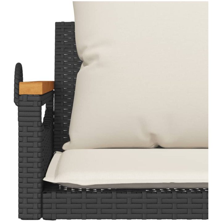 Gungbänk med dynor svart konstrotting vidaXL 63 x 62 x 40 cm – bild 8