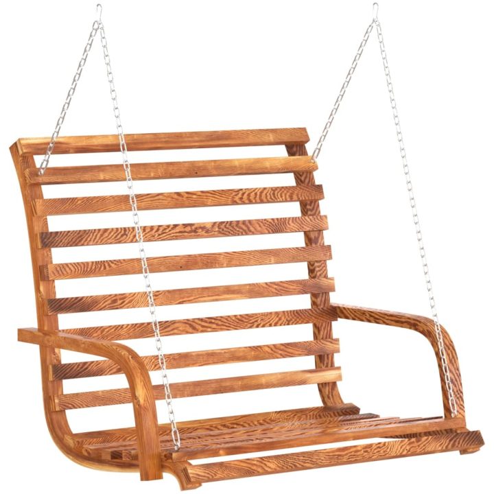 Gungbänk med massivt böjträ med teakyta 126x63x92 cm vidaXL – bild 2