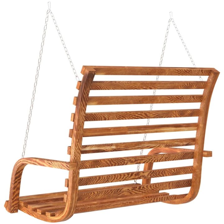 Gungbänk med massivt böjträ med teakyta 126x63x92 cm vidaXL – bild 5