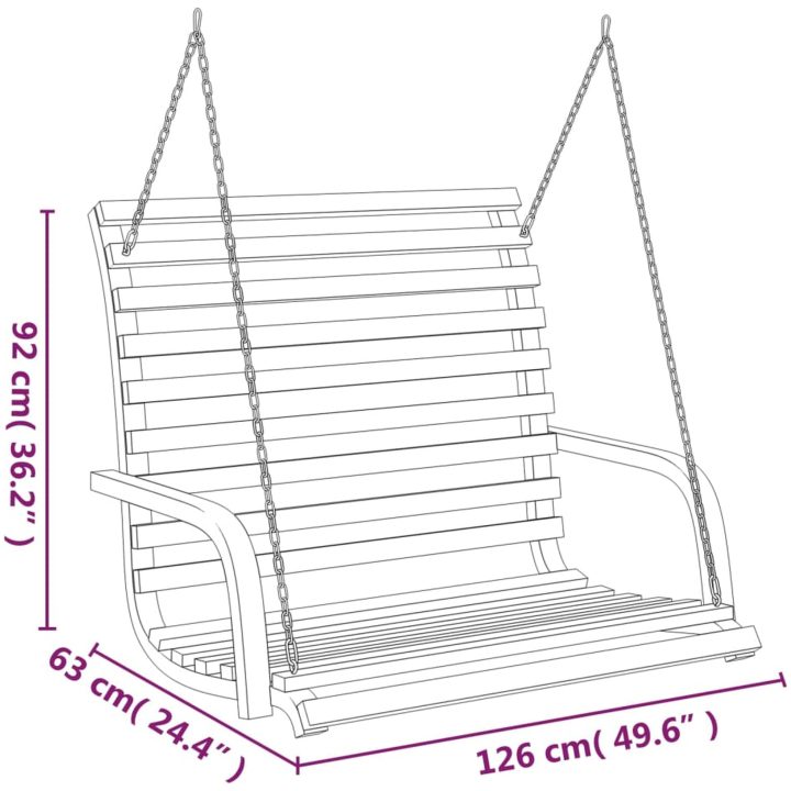 Gungbänk med massivt böjträ med teakyta 126x63x92 cm vidaXL – bild 6