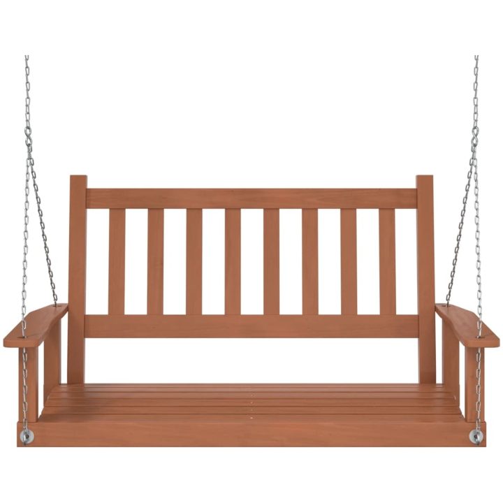 Gungbänk med metallkedjor brun massivt granträ vidaXL 115 x 65 x 63 cm – bild 4