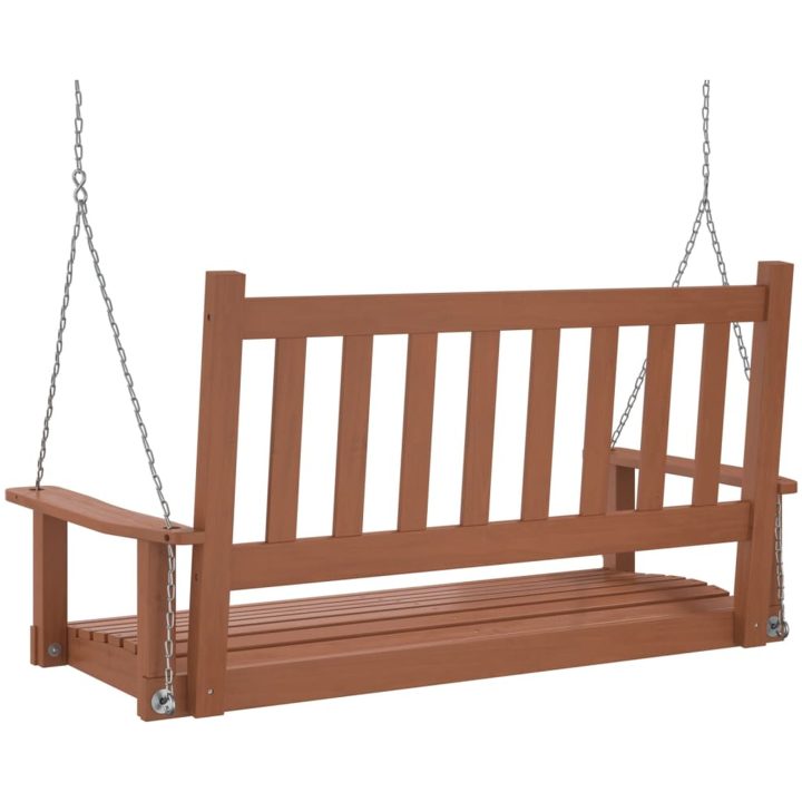 Gungbänk med metallkedjor brun massivt granträ vidaXL 115 x 65 x 63 cm – bild 6