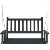 Gungbänk med metallkedjor svart massivt granträ vidaXL 115 x 65 x 63 cm – miniatyr 4