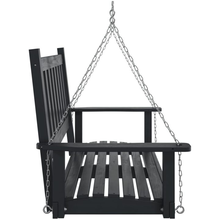 Gungbänk med metallkedjor svart massivt granträ vidaXL 115 x 65 x 63 cm – bild 5