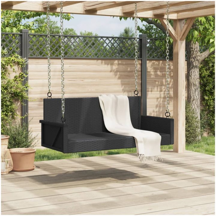 Gungbänk svart 119x56x48 cm konstrotting vidaXL – bild 3