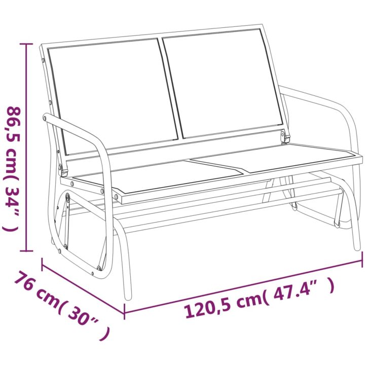 Gungbänk svart 120,5x76x86,5 cm textilene&stål vidaXL – bild 7