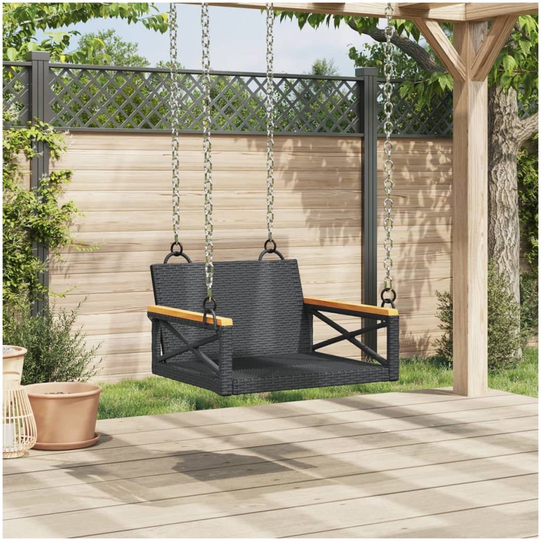 Gungbänk svart konstrotting vidaXL 63 x 62 x 40 cm – bild 3