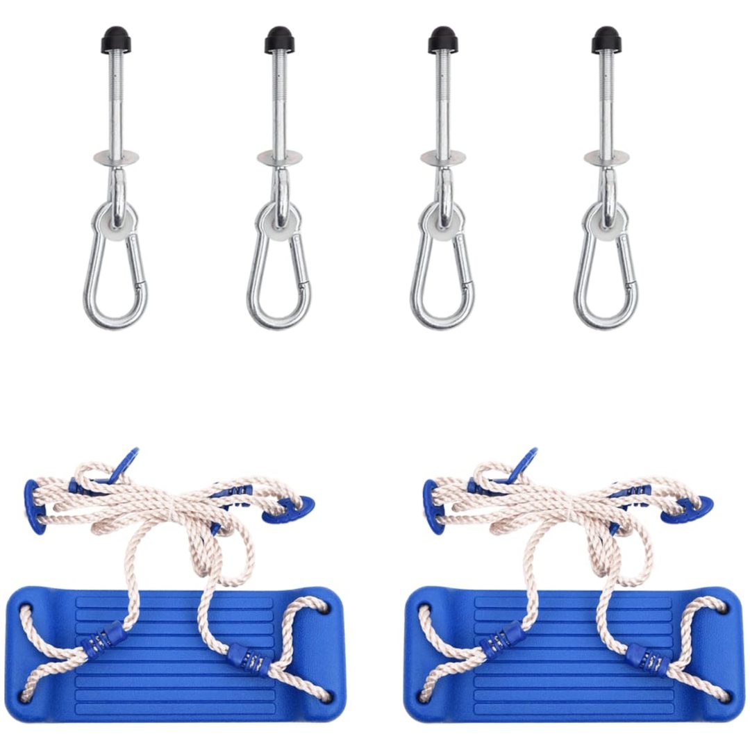 Gungsits 2 st med klätterstenar blå polyeten vidaXL
