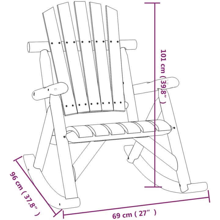 Gungstol för trädgården 69x96x101 cm massivt granträ vidaXL – bild 6