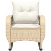 Gungstol för trädgården med dynor beige konstrotting vidaXL – miniatyr 4
