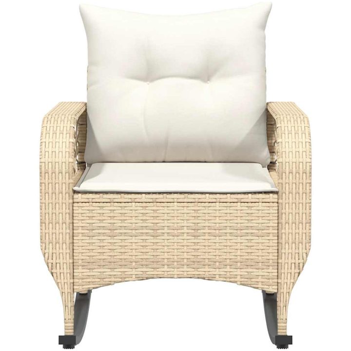 Gungstol för trädgården med dynor beige konstrotting vidaXL – bild 4