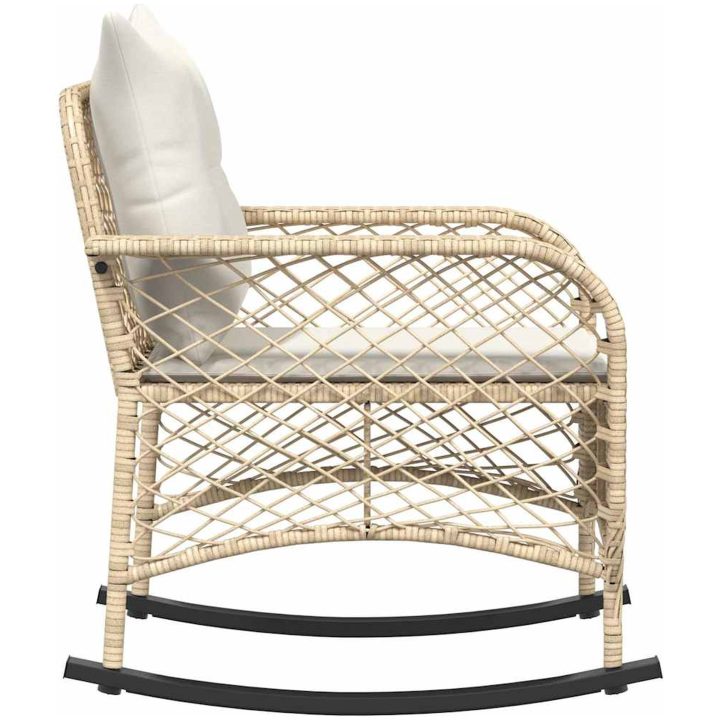 Gungstol för trädgården med dynor beige konstrotting vidaXL – bild 5