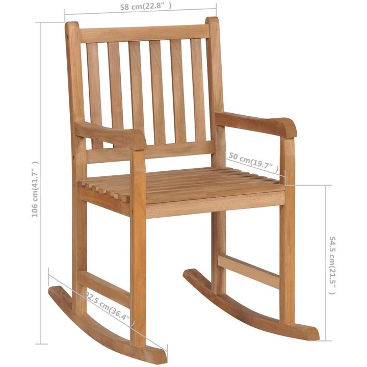 Gungstol med blå dyna massiv teak vidaXL – bild 11