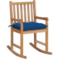 Gungstol med blå dyna massiv teak vidaXL
