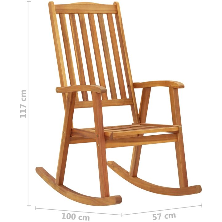 Gungstol med dynor grå massivt akaciaträ vidaXL 120 x 50 x 3 cm – bild 9