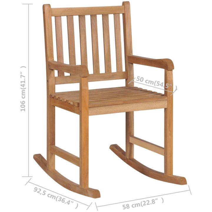 Gungstol med grå dyna massiv teak vidaXL – bild 12