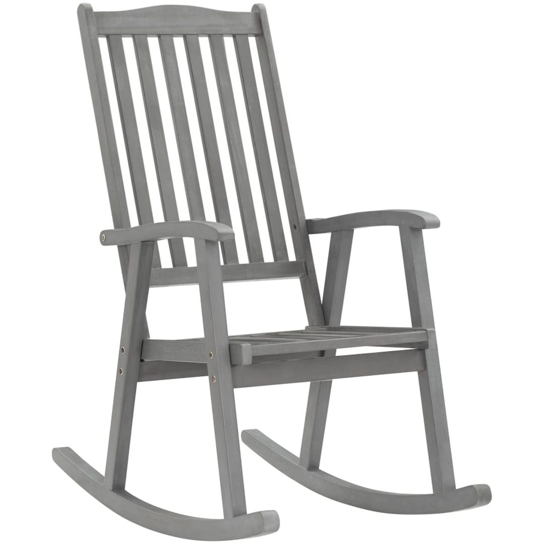 Gungstol med grå dynor massivt akaciaträ vidaXL 120 x 50 x 3 cm – bild 2
