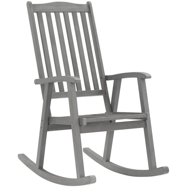 Gungstol med grå dynor massivt akaciaträ vidaXL 120 x 50 x 3 cm – bild 2