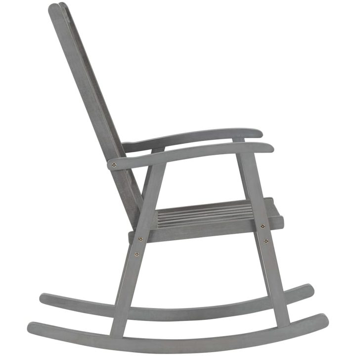 Gungstol med grå dynor massivt akaciaträ vidaXL 120 x 50 x 3 cm – bild 4