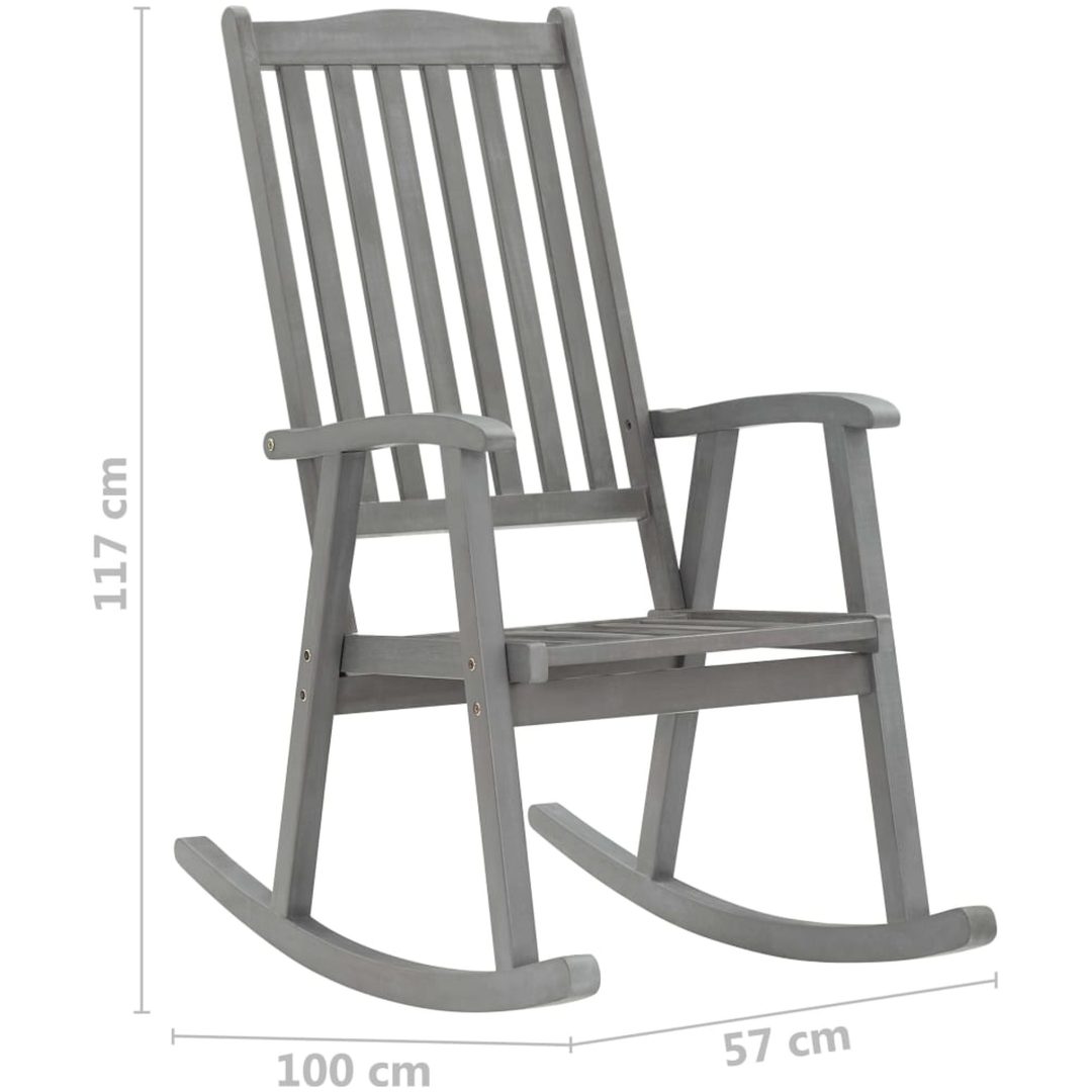 Gungstol med grå dynor massivt akaciaträ vidaXL 120 x 50 x 3 cm – bild 9