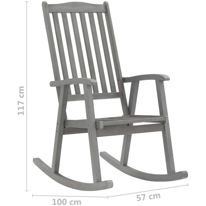 Gungstol med grå dynor massivt akaciaträ vidaXL 120 x 50 x 3 cm – bild 9