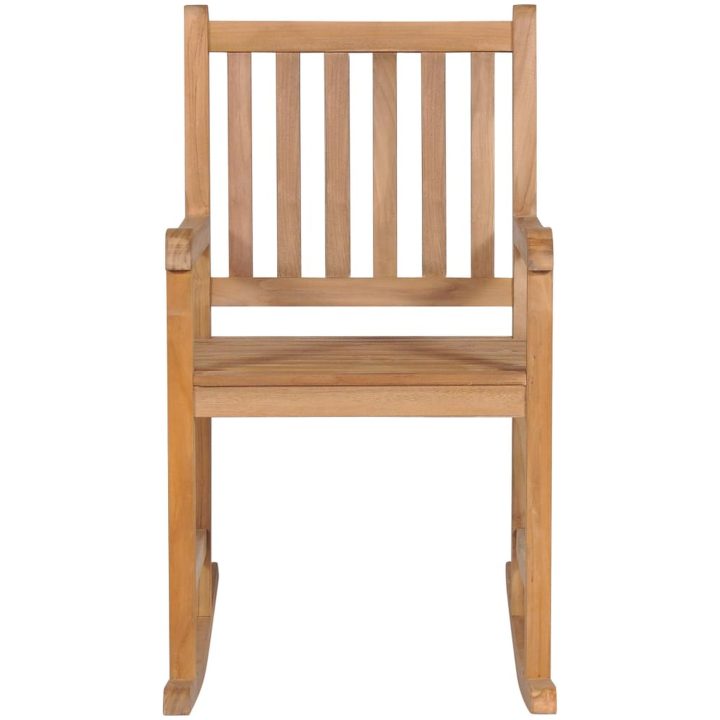 Gungstol med gräddvit dyna massiv teak vidaXL – bild 8