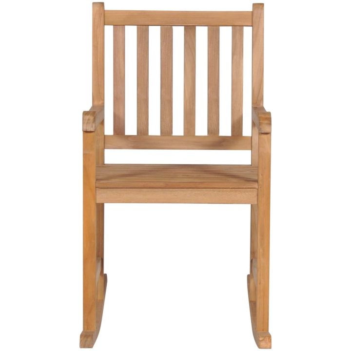 Gungstol med grårutig dyna massiv teak vidaXL – bild 3