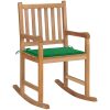 Gungstol med grön dyna massiv teak vidaXL – miniatyr 1