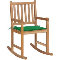 Gungstol med grön dyna massiv teak vidaXL