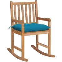 Gungstol med ljusblå dyna massiv teak vidaXL