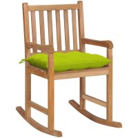 Gungstol med ljusgrön dyna massiv teak vidaXL