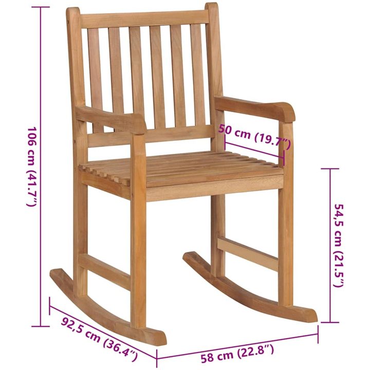 Gungstol med svart dyna massiv teak vidaXL – bild 9