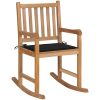 Gungstol med svart dyna massiv teak vidaXL – miniatyr 1