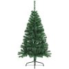 Halv plastgran med fot grön 150 cm PVC vidaXL 150 x 95 cm – miniatyr 2