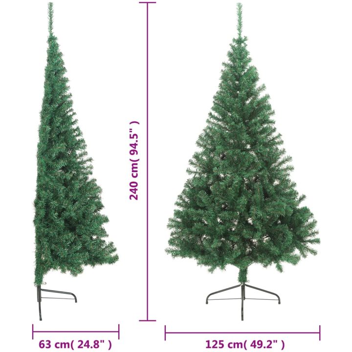 Halv plastgran med fot grön 240 cm PVC vidaXL 240 x 125 cm – bild 8