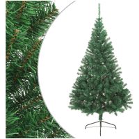 Halv plastgran med fot grön 240 cm PVC vidaXL