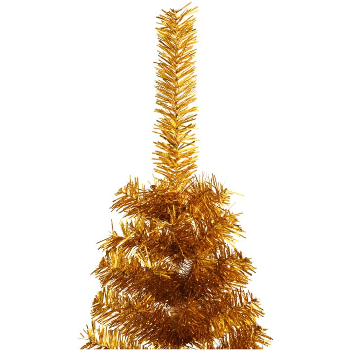 Halv plastgran med fot guld 150 cm PET vidaXL 150 x 95 cm – bild 5