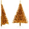 Halv plastgran med fot guld 150 cm PET vidaXL 150 x 95 cm – miniatyr 1