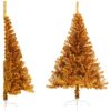 Halv plastgran med fot guld 180 cm PET vidaXL 180 x 115 cm – miniatyr 1