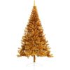 Halv plastgran med fot guld 210 cm PET vidaXL 210 x 120 cm – miniatyr 2