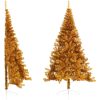 Halv plastgran med fot guld 210 cm PET vidaXL 210 x 120 cm – miniatyr 1