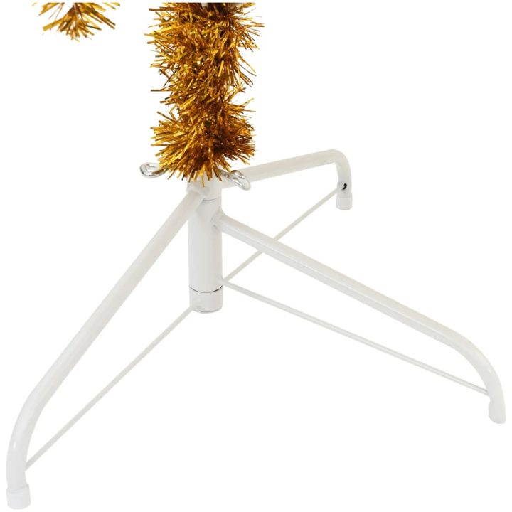Halv plastgran med fot guld 240 cm PET vidaXL 240 x 125 cm – bild 4