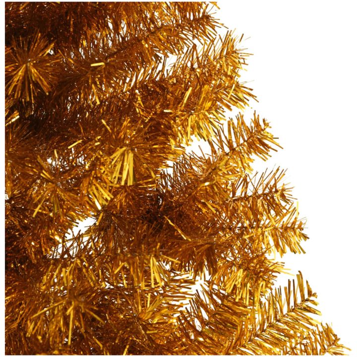 Halv plastgran med fot guld 240 cm PET vidaXL 240 x 125 cm – bild 6