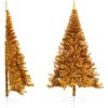 Halv plastgran med fot guld 240 cm PET vidaXL 240 x 125 cm – miniatyr 1