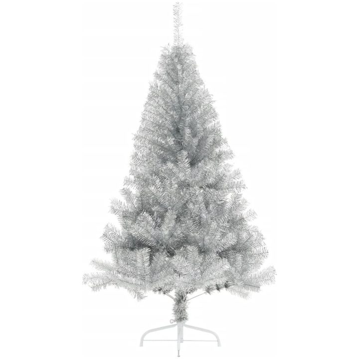 Halv plastgran med fot silver 120 cm PET vidaXL 120 x 68 cm – bild 2