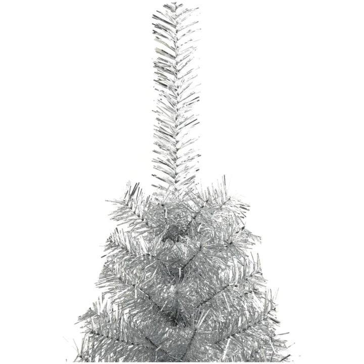 Halv plastgran med fot silver 120 cm PET vidaXL 120 x 68 cm – bild 4